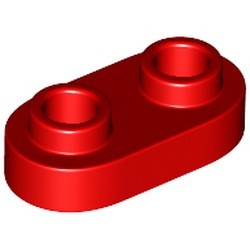 35480-5 Platte plaat 1x2 ovaal/afgerond beide kanten rood NIEUW *