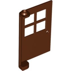 3861-88 Deur 1x4x5 met 4 raampjes- geen frame nodig bruin, roodachtig NIEUW *1L0000
