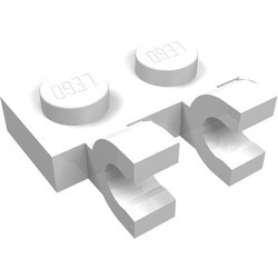 60470-1 Platte plaat 1x2 met TWEE horizontale clips wit NIEUW *1L291