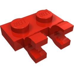 60470-5 Platte plaat 1x2 met TWEE horizontale clips rood NIEUW *1L291