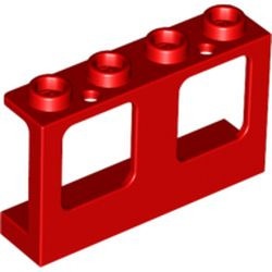 61345-5G Raam 1x4x2 paneel- 2 gaatjes onderin- glas:60601 (2 nodig) (loc 04-04) rood gebruikt *1L11-9