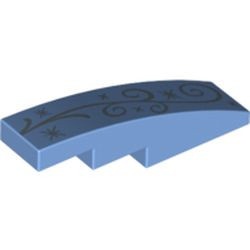 61678pb061-42 Dakpan gebogen 1x4 MET ORNAMENT blauw, midden NIEUW *1L000