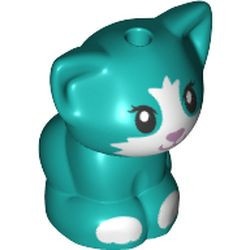 69902pb02-39 Kitten, zittend met witte neus en pootjes turquoise, donker NIEUW *0D000