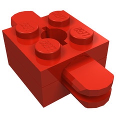 792c03-5G Steen 2x2 armhouder met gat en twee armen (Homemaker torso) rood gebruikt *0L000