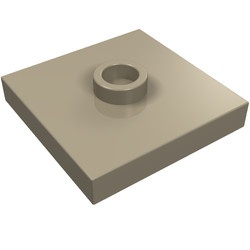 87580-69 Platte plaat 2x2 1 centrale nop crème,donker NIEUW *1L348/9