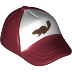 93219pb03-59 Cap met gebogen klep, witte voorkant, zwarte bever rood, donker NIEUW *0L0000
