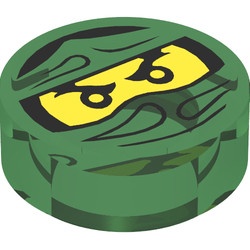 98138pb047-20 Tegel 1x1 ROND met Ninjago Lloyd transparant groen NIEUW *0L0000