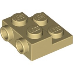 99206-2 Platte plaat 2x2x2/3 met 2 noppen zijkant crème NIEUW *1L0325