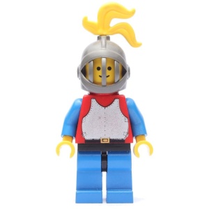 cas191G Chain Mail - rode, Grill helm, blauw benen, blauw armen, gele Plume gebruikt *0M0000