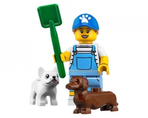 col19-9 Hondenuitlater met twee honden, drol, stok en standaard NIEUW *0M0000