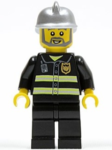 cty0004G Brandweerman,baard, zilveren helm, jas met reflectiestrepen gebruikt *0M0000