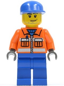 cty0054G Grondpersoneel- Oranje overall, blauwe benen, blauwe pet gebruikt *0M0000