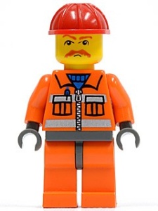 cty0124G Bouwvakker oranje overall rode snor gebruikt *0M0000