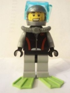 cty0257G Duiker, duikhelm, zwart pak, lime zwemvliezen gebruikt *0M0000