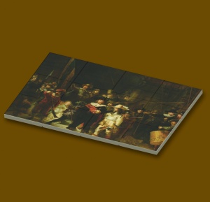 CUS4007 12 tegels 2x2 De Nachtwacht- Rembrandt van Rijn wit NIEUW *0A000