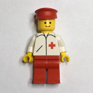 doc012G Dokter - Rood kruis en rits- rode benen, rode pet gebruikt *0M0000
