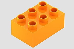 HU87084-4 COMPATIBEL met DUPLO steen 2x3 (Hubelino) oranje NIEUW *