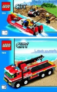 INS7213-Gb 7213 BOUWBESCHRIJVING- Off-Road Fire Truck & Fireboat (2 boekjes) MET GAATJES gebruikt *