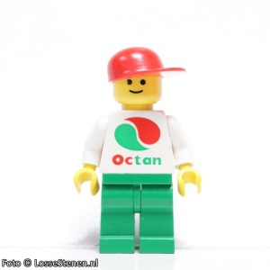 oct012G Octan - Wit pak met OCTAN logo met rode pet met klep, groene benen gebruikt *0M0000