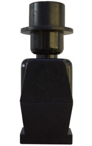 old045G Legoland Oude type minifig - Zwart lijf, zwarte benen, zwart hoofd, zwarte hoge hoed )(standbeeld) gebruikt *0M0000