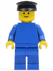 pln020G Plain blauw Torso met blauw armen, blauw benen, zwarte Police Hat gebruikt *0M0000