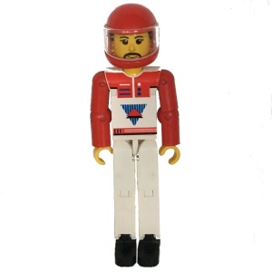 tech036a-G Technic figuur, witte benen, rode armen en rode helm gebruikt *0D000