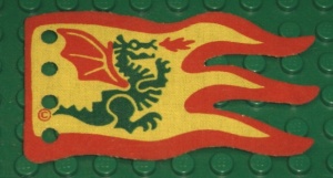 x376px1-3G Vlag 8x5 geel met rode rand en groen draak (Eénzijdig)(canvas) geel gebruikt *5K000