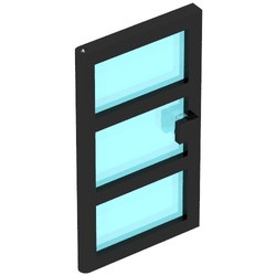 x39c01-11G Deur 1x4x6 met 3 panelen met lichtblauw glas zwart gebruikt *