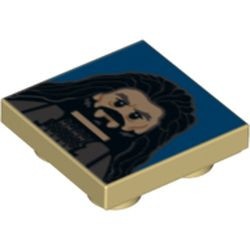 11203pb005-2G Tegel 2x2 omgekeerd Thorin Oakenshield op blauwe achtergrond crème gebruikt *5t06-01