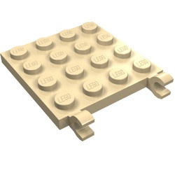 11399-2 Platte plaat 4x4 2 clips crème NIEUW *