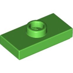 15573-36 Platte plaat 1x2 met 1 nop groen, helder NIEUW *1L348
