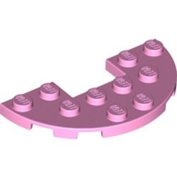 18646-104 Platte plaat 3x6 halfrond met 1x2 inkeping roze, helder NIEUW *5D0000