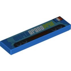 2431pb208-7G Tegel 1x4 WORLD GRAND PRIX blauw gebruikt *5t04-06