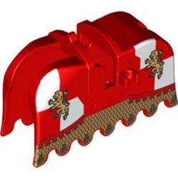 2490pb09-5G Zadel met bepantsering gouden leeuw wit/rood rood gebruikt *0D000