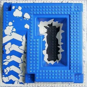 2552px1-7G Basisplaat 32x32 reliëf IJslandschap (PAKKETPOST) blauw gebruikt *1W000