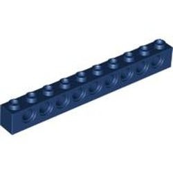 2730-63G Technic, steen 1x10 met 9 gaten blauw, donker gebruikt *R33