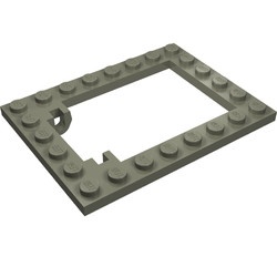 30041-10 Platte plaat 6x8 met trapgat voor luik korte scharnier donker, grijs (klassiek) NIEUW *3R0000