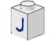 3005-J-1G Steen 1x1 met letter J wit gebruikt *5V01-07