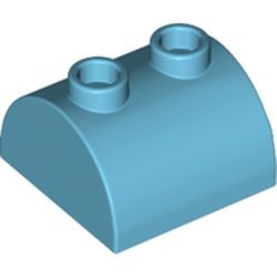 30165-156 Steen 2x2 halfronde kop, 2 noppen bovenop blauw, middenazuur NIEUW *1L200
