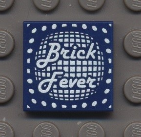 3068bpb0341-63 Tegel 2x2 met opdruk Brick Fever blauw, donker NIEUW *0D008
