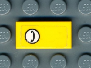 3069bpb0046L-3G Tegel 1x2 met telefoon in cirkel Links (Sticker) geel gebruikt *5T02-10