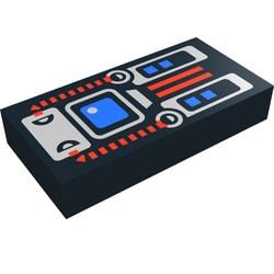 3069bpx28-11G Tegel 1x2 blauw scherm, zilver en rood zwart gebruikt *5T02-22