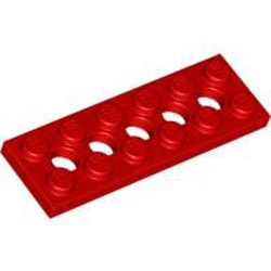 32001-5G Technic, Plaat 2x6 met gaten rood gebruikt *