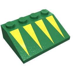 3297p02-6G Dakpan bedrukt 33 3x4 met gele driehoeken groen gebruikt *5R000