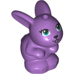 34050pb03-157 Konijn zittend met donkerturquoise ogen, zwarte neus lavender, midden NIEUW *0D000