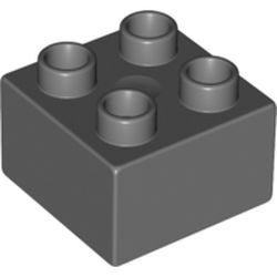 3437-85G DUPLO steen 2x2 (LET OP: DUPLO IS VRIJWEL ALTIJD PAKKETPOST) grijs, donker (blauwachtig) gebruikt *