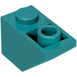 3665-39G Omgekeerde dakpan 45 graden 1x2 turquoise, donker gebruikt *1L376