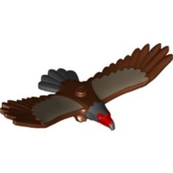37543pb02-88 Vogel- Adelaar,rood en zwarte kop, zwarte staartveren compleet bruin, roodachtig NIEUW *0D000