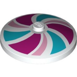 3960pb028-1 Schotel 4x4 met helder roze, magenta en midden azuur strepen wit NIEUW *1L0000