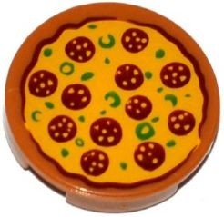 4150pb165-150 Tegel 2x2 rond pizza Pepperoni caramel, midden NIEUW *0K000